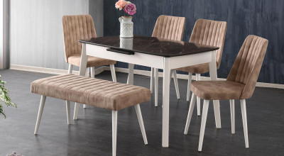 Bambu Masa Ekru -Siyah Mermer