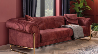 Bornova Üçlü Koltuk -Bordo