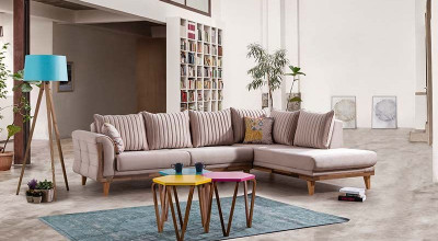 Defne Köşe Koltuk Takımı - Krem