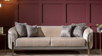 Florya Üçlü Koltuk - Krem