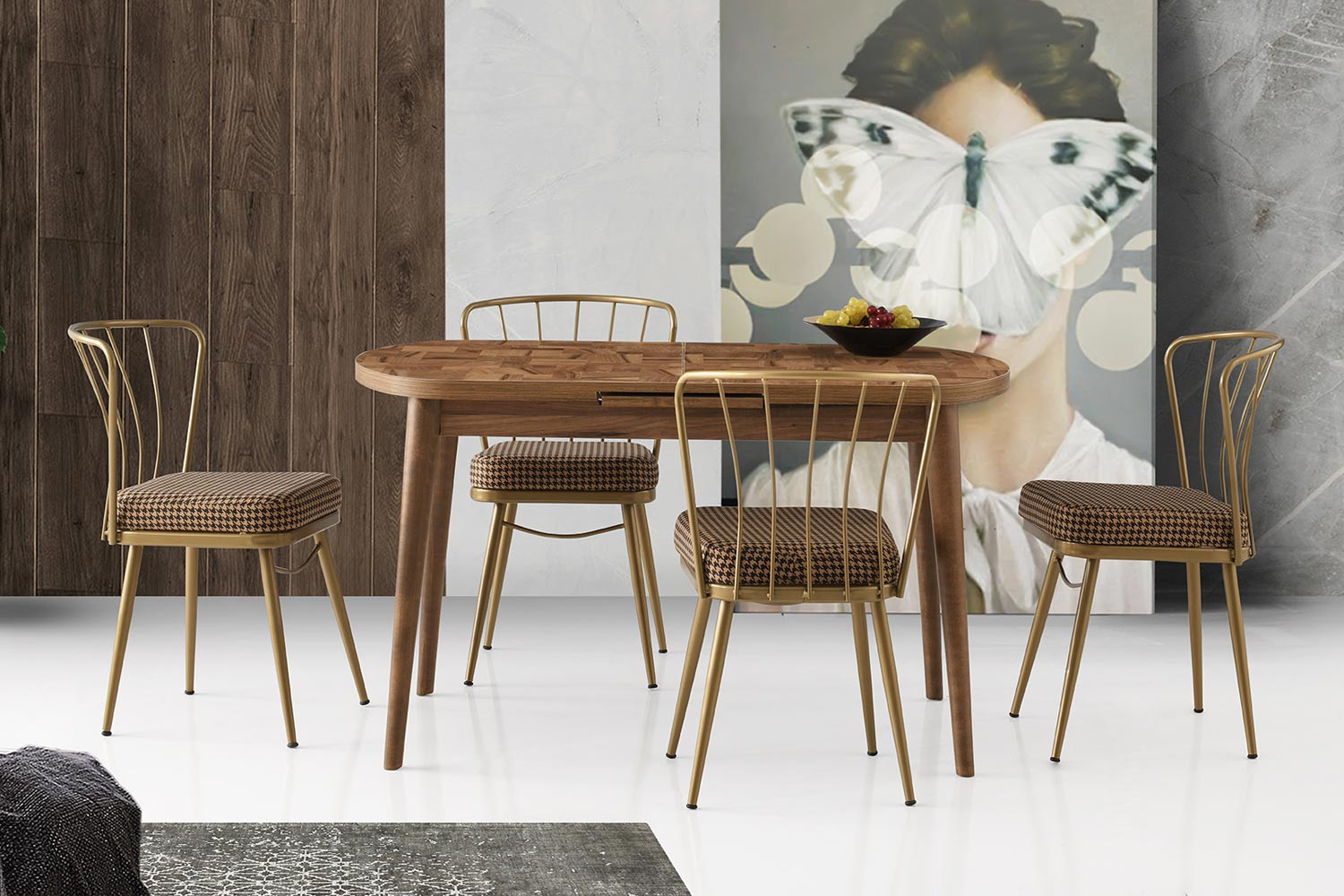 Gupba Büyüyen Mutfak Masası Seti (Ceviz-Ceviz-Parke)