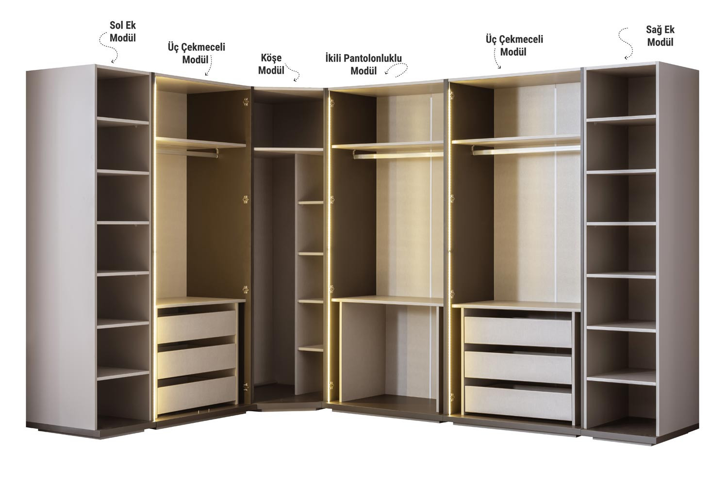 Lizbon Standart Köşe Dolap