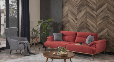 Milano Üçlü Koltuk - Kırmızı