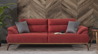 Milano Üçlü Koltuk - Kırmızı