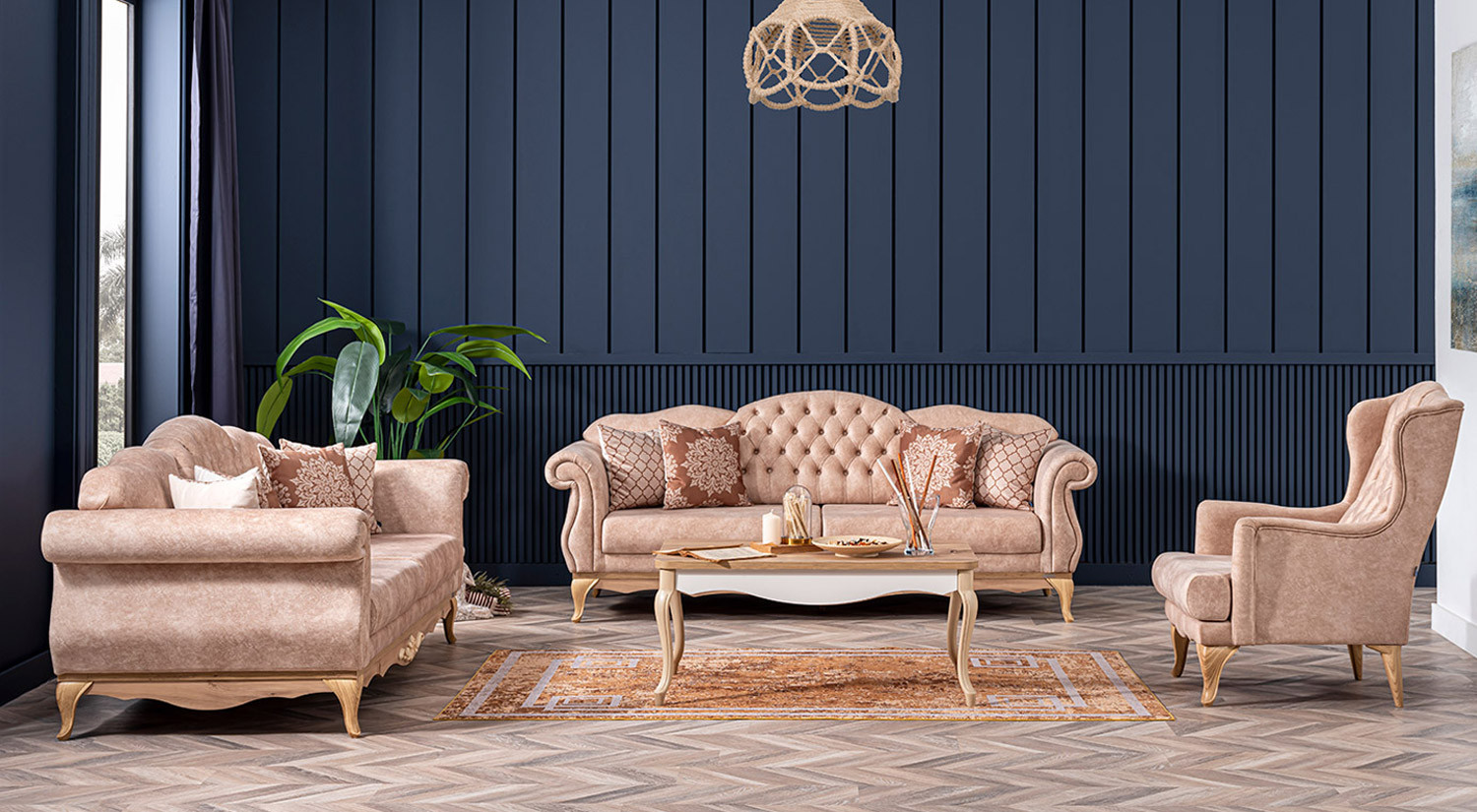 Balat Krem طقم أريكة