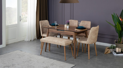 Bambu Büyüyen Mutfak Masası Seti (Ceviz)