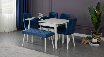 Bambu Büyüyen Mutfak Masası Seti (Ekru)