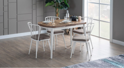 Gupba Büyüyen Mutfak Masası Seti (Ekru-Ceviz Parke)