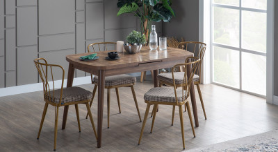 Gupba Büyüyen Mutfak Masası Seti (Ceviz-Ceviz-Parke)