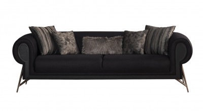 Malta Üçlü Koltuk - Siyah