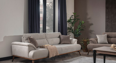 Milano Üçlü Koltuk - Krem