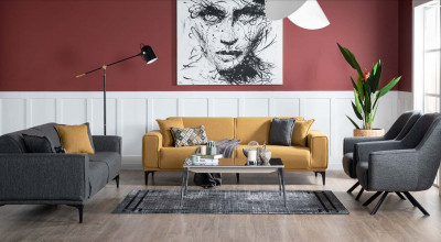 Stil Üçlü Koltuk - Hardal